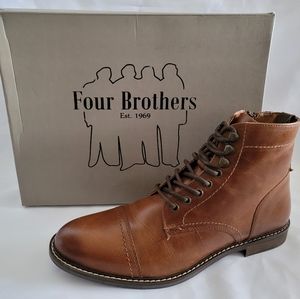 Men's Four Brothers Lingdale Brown Cap Toe Lace-Up Combat Boots Size 11 -- NIB